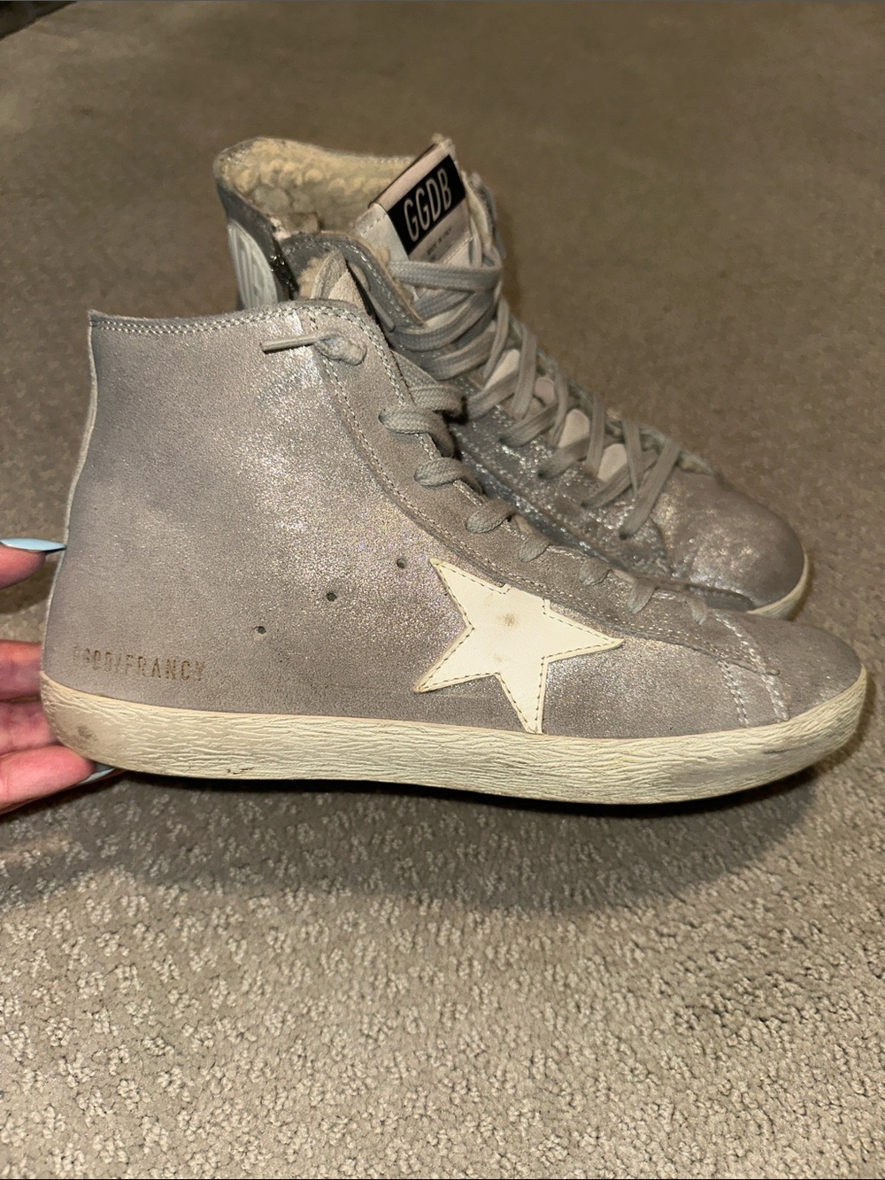 VGUC! Authentic Golden Goose  Metallic Silver High-Top Sneaker